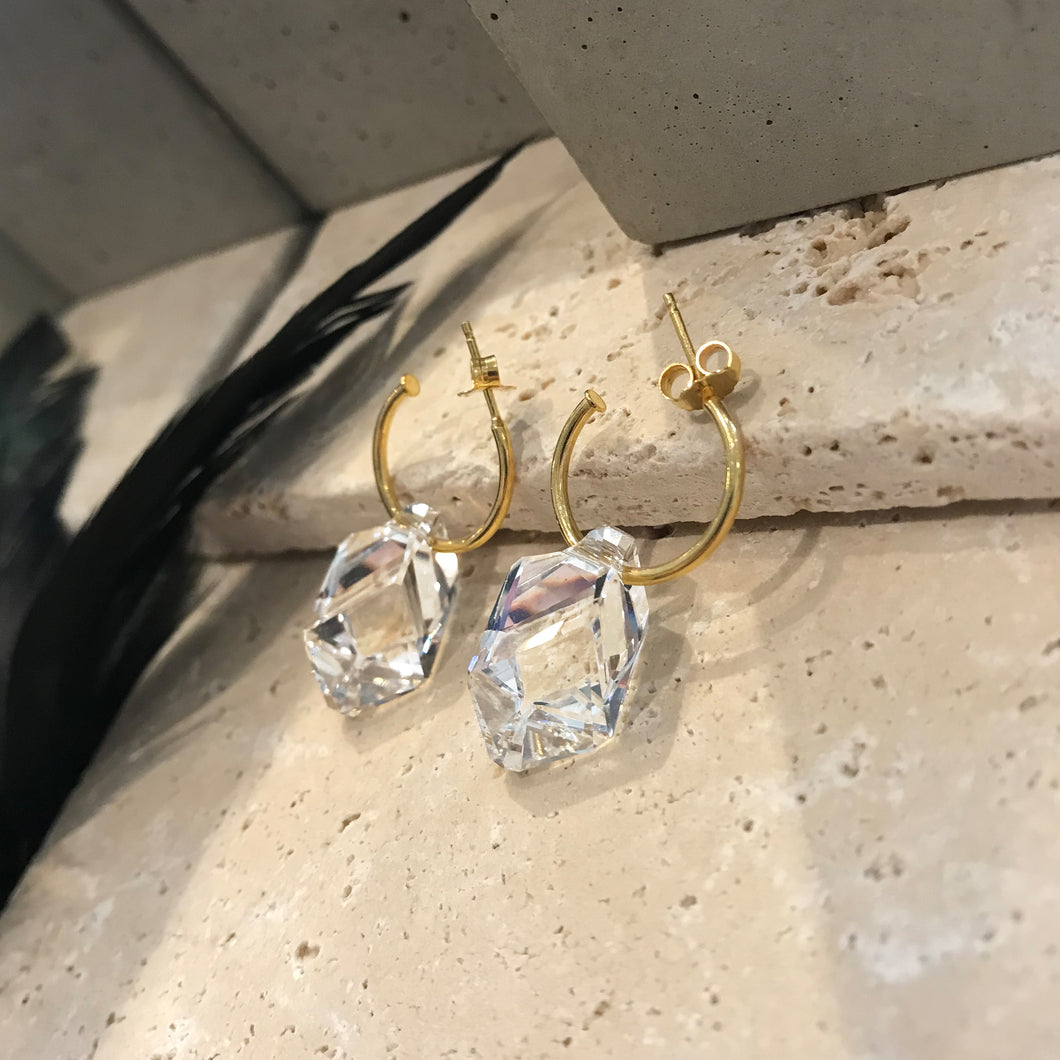 ACBY - 3D CUBE earrings with open hoops