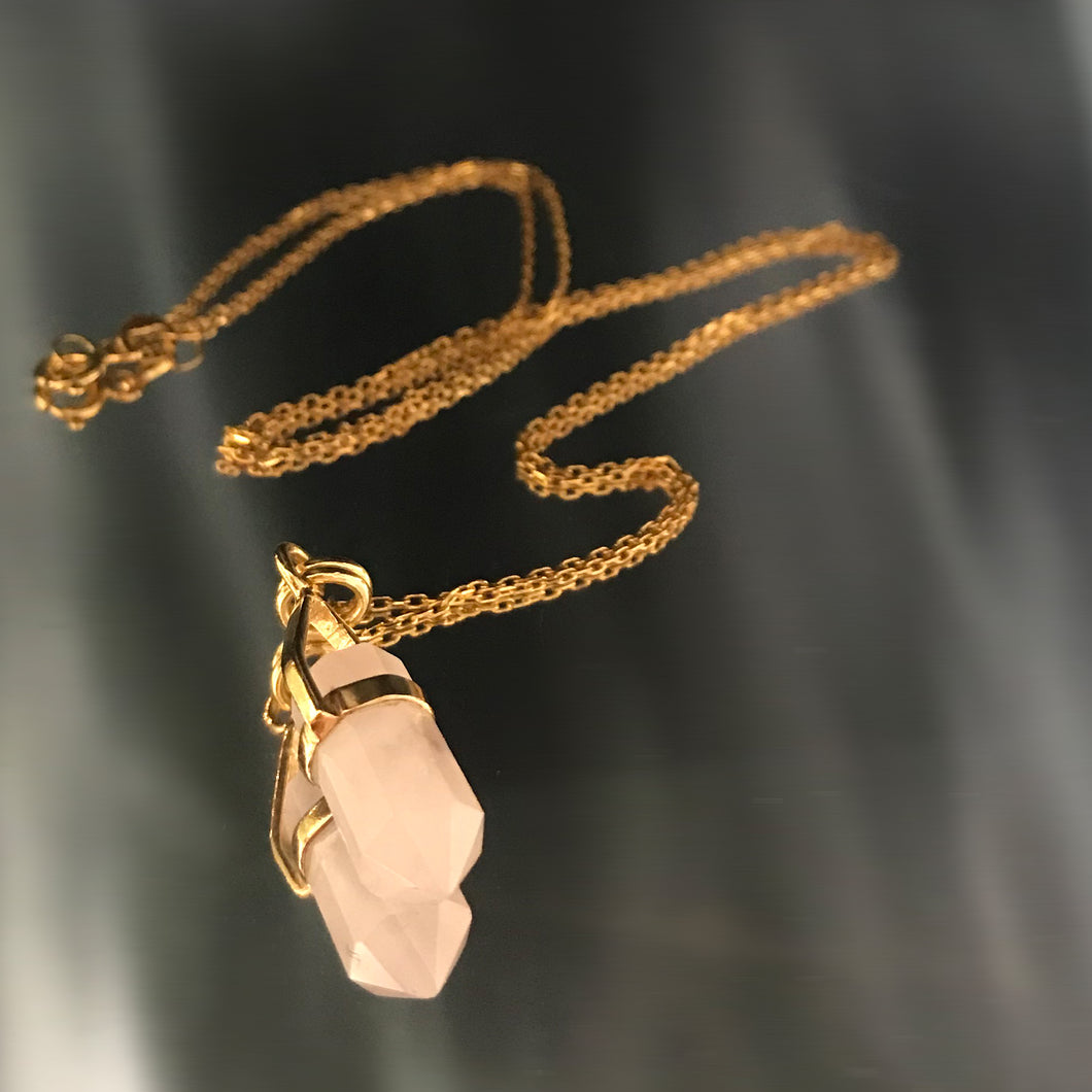 Cahana - RAW ROSE QUARTZ GOLD-PLATED NECKLACE