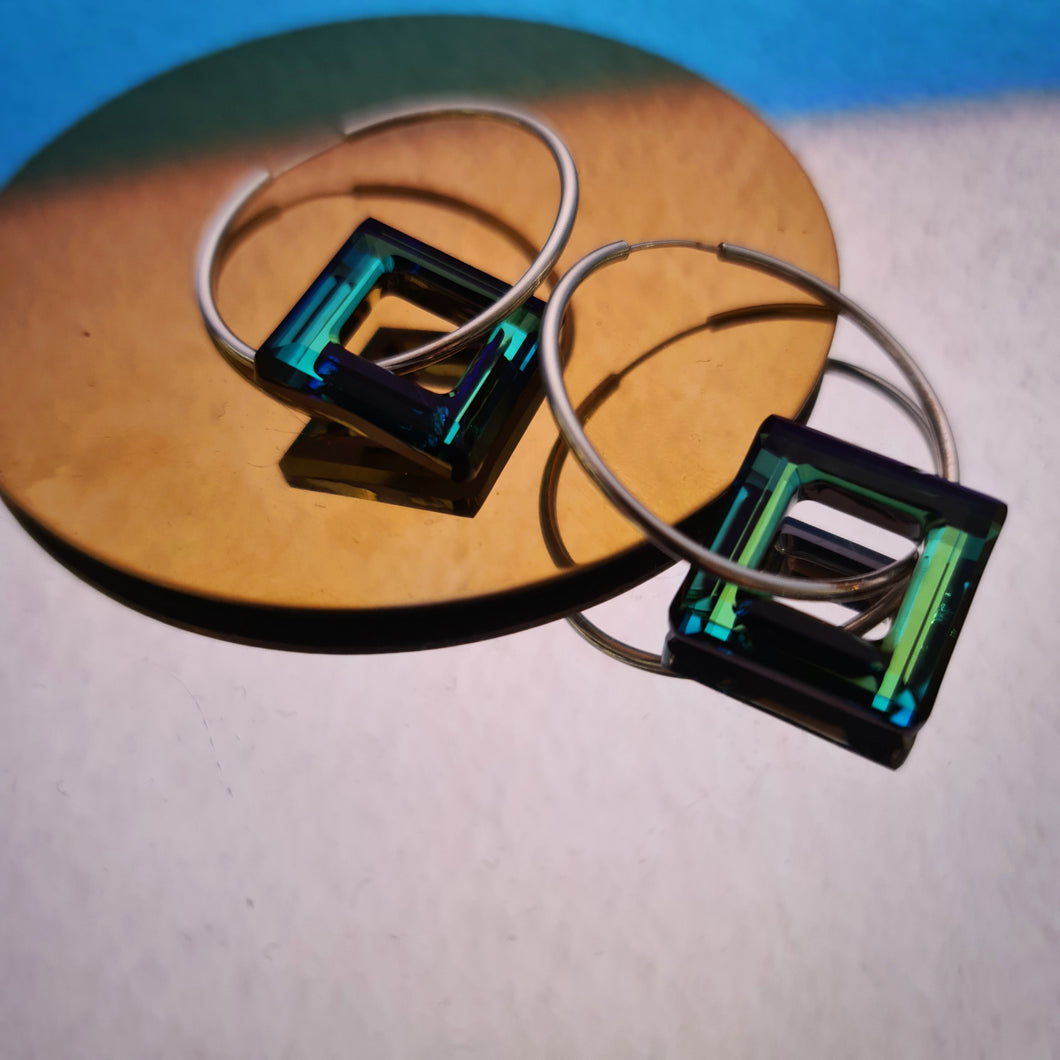 ACBY - 3D BLUE SQUARE earrings